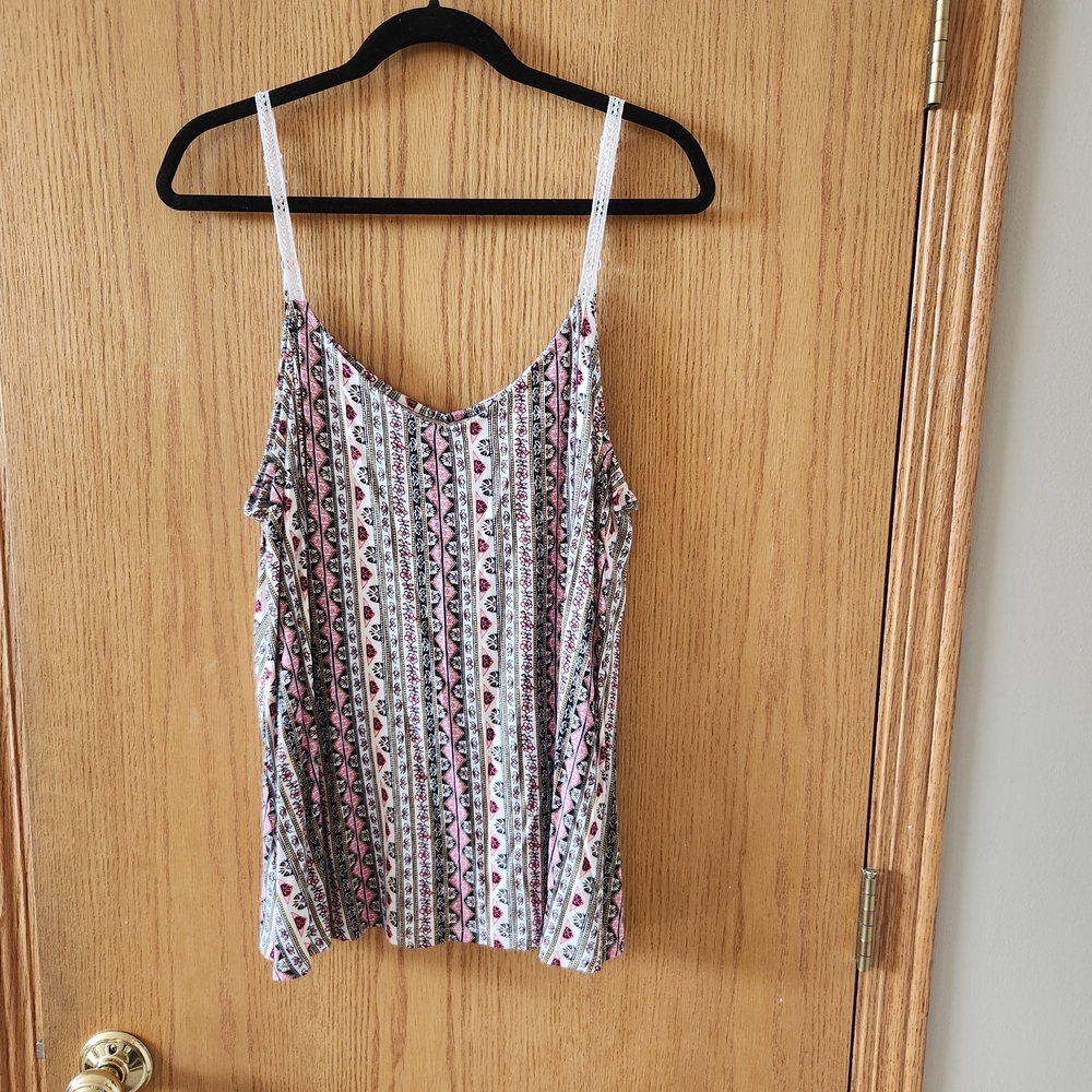 Torrid Pink and White Sleeveless Camisole